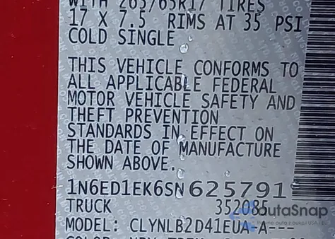 2025 Nissan Frontier Sv 4X4 from USA, damaged, VIN 1N6ED1EK6SN625791